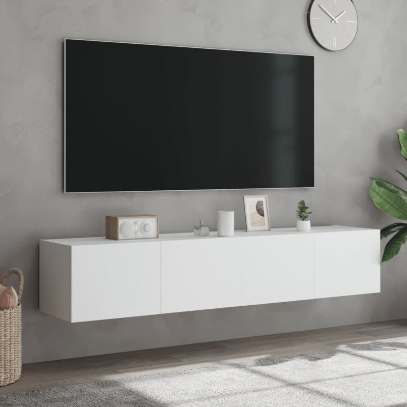 vidaXL TV nástenné skrinky s LED svetlami 2 ks biele 80x35x31 cm