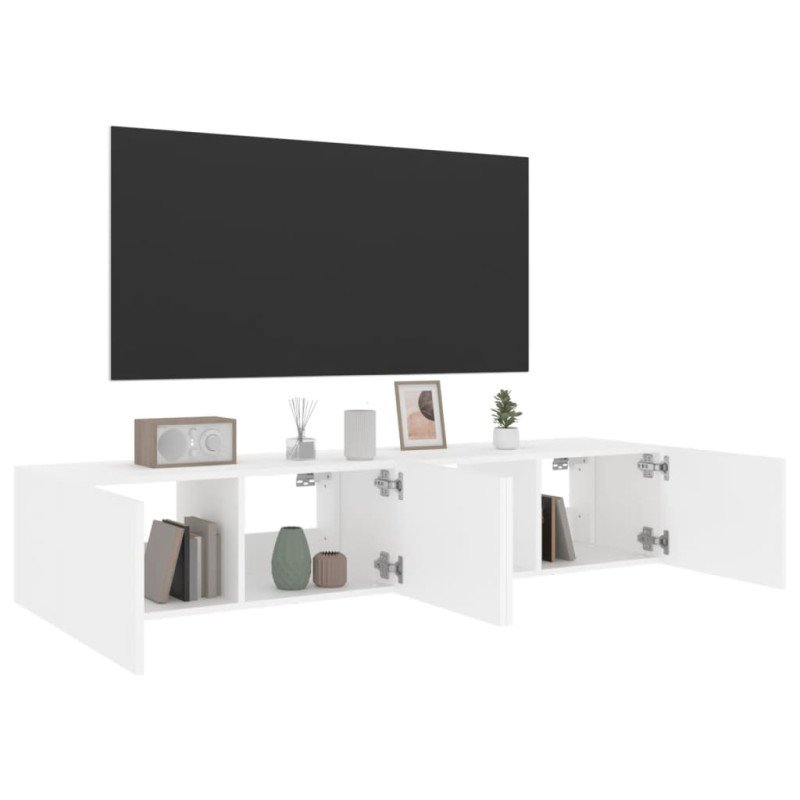 vidaXL TV nástenné skrinky s LED svetlami 2 ks biele 80x35x31 cm