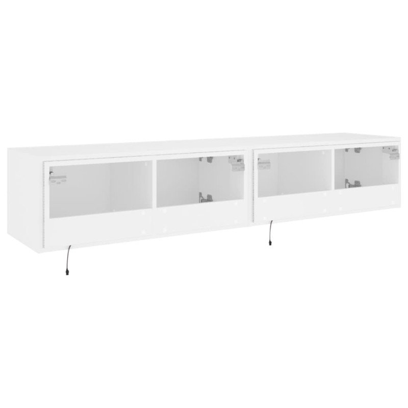 vidaXL TV nástenné skrinky s LED svetlami 2 ks biele 80x35x31 cm
