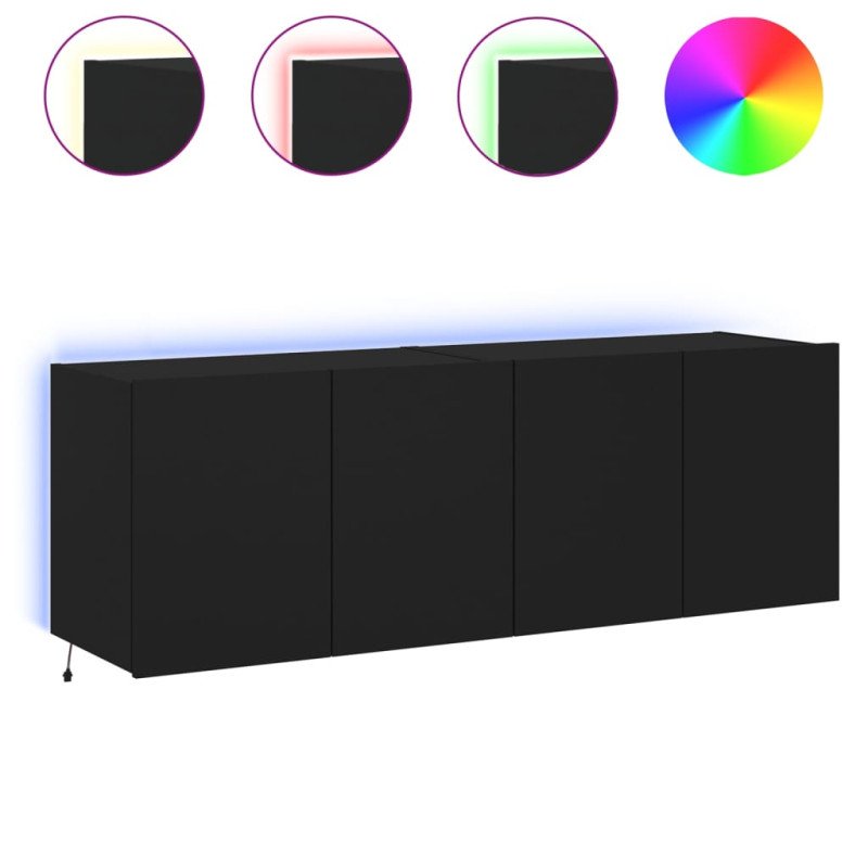 vidaXL TV nástenné skrinky s LED svetlami 2 ks čierne 60x35x41 cm 