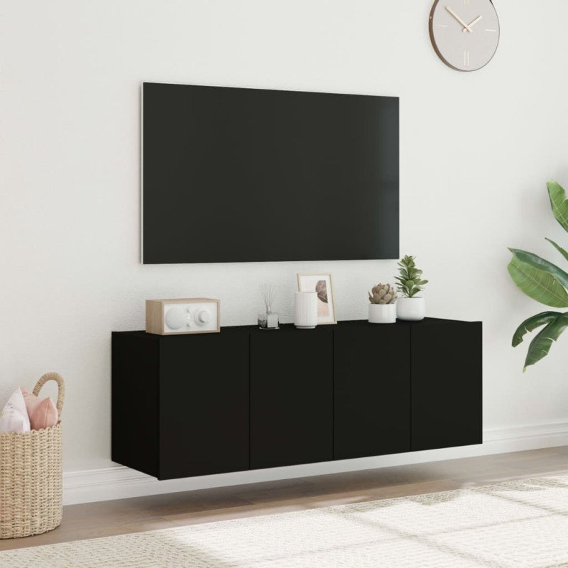 vidaXL TV nástenné skrinky s LED svetlami 2 ks čierne 60x35x41 cm 