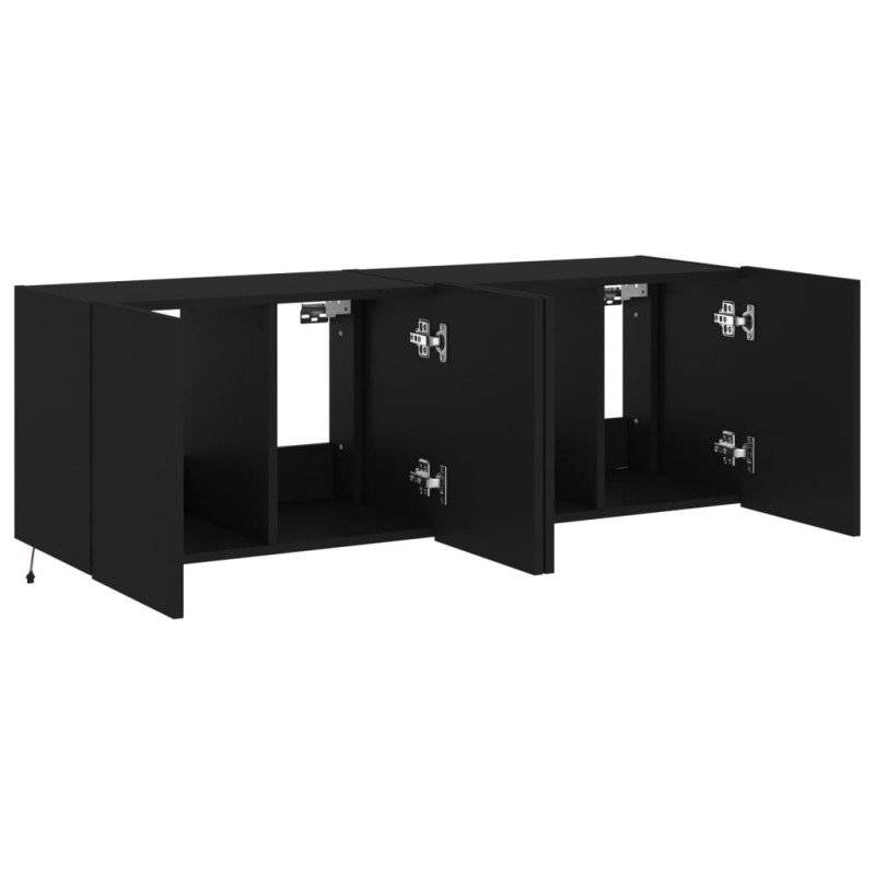 vidaXL TV nástenné skrinky s LED svetlami 2 ks čierne 60x35x41 cm 