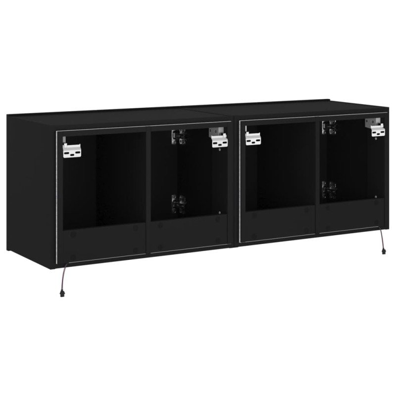 vidaXL TV nástenné skrinky s LED svetlami 2 ks čierne 60x35x41 cm 