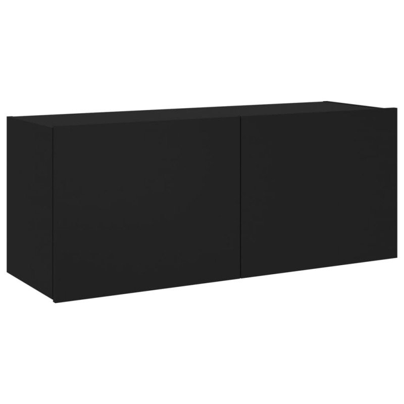 vidaXL TV nástenná skrinka s LED svetlami čierna 100x35x41 cm