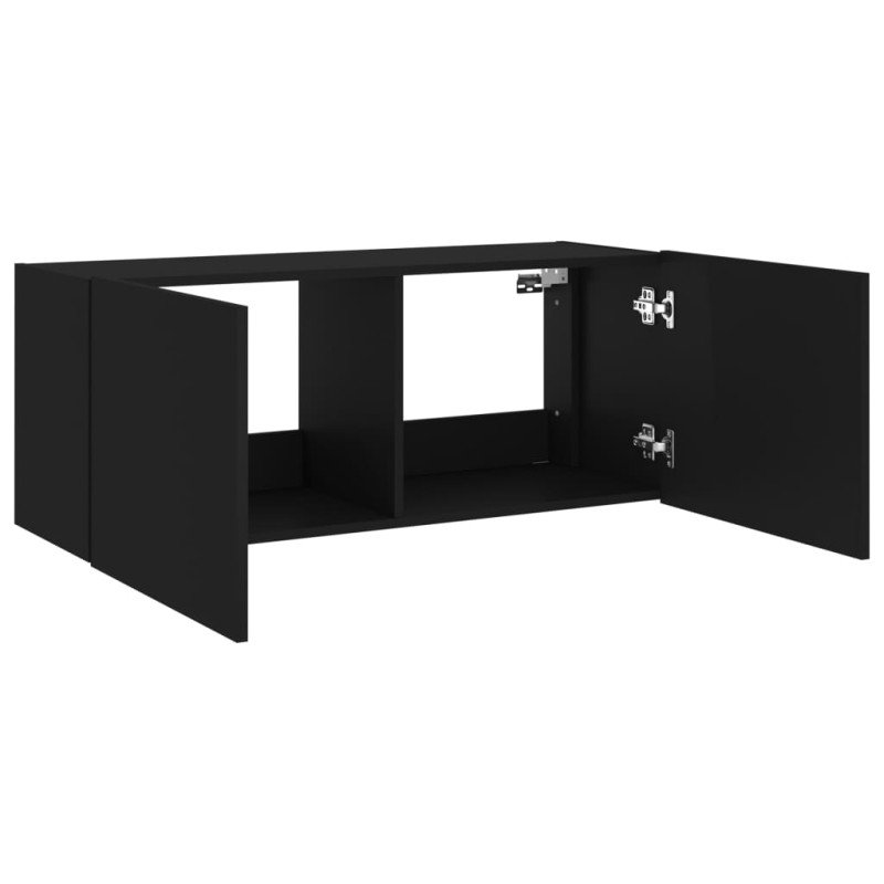 vidaXL TV nástenná skrinka s LED svetlami čierna 100x35x41 cm