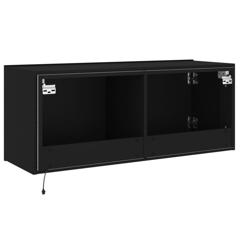 vidaXL TV nástenná skrinka s LED svetlami čierna 100x35x41 cm