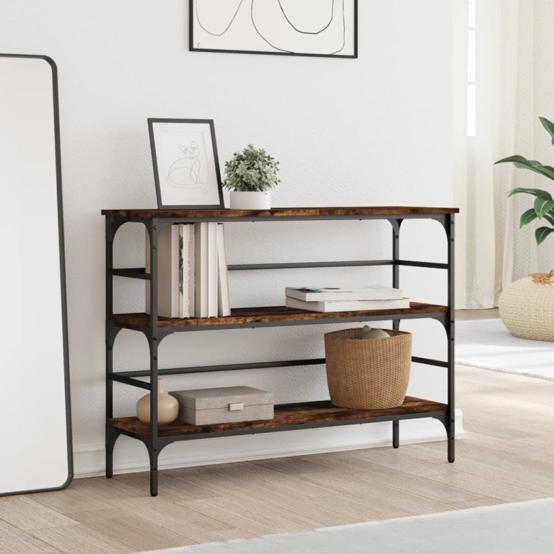 vidaXL Konzolový stolík dymový dub 100x32x75 cm kompozitné drevo