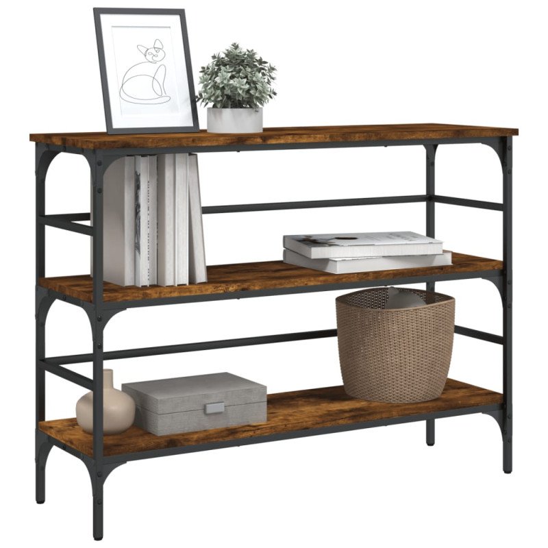 vidaXL Konzolový stolík dymový dub 100x32x75 cm kompozitné drevo