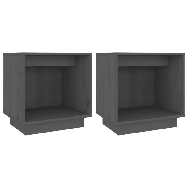 vidaXL Nočné stolíky 2 ks sivé 40x30x40 cm masívne borovicové drevo
