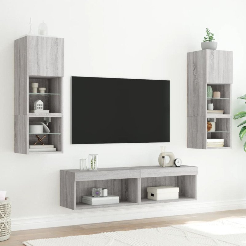 vidaXL TV skrinky s LED svetlami 2 ks sivé sonoma 60x30x30 cm