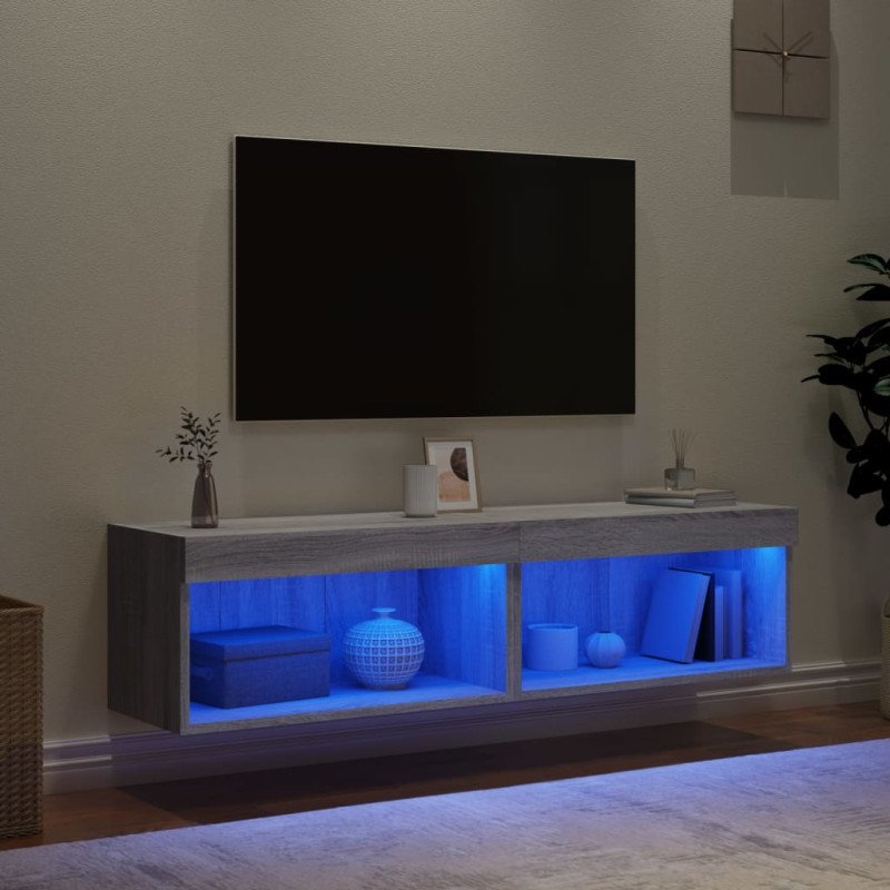 vidaXL TV skrinky s LED svetlami 2 ks sivé sonoma 60x30x30 cm