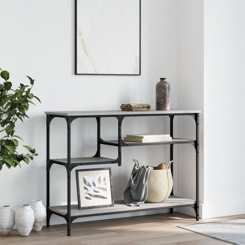 vidaXL Konzolový stolík s policami sivý sonoma 100x35x75 cm