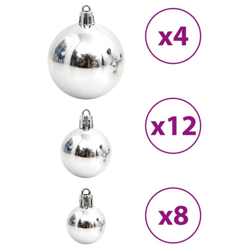 vidaXL Vianočné ozdoby 100 ks modré a strieborné 3 / 4 / 6 cm