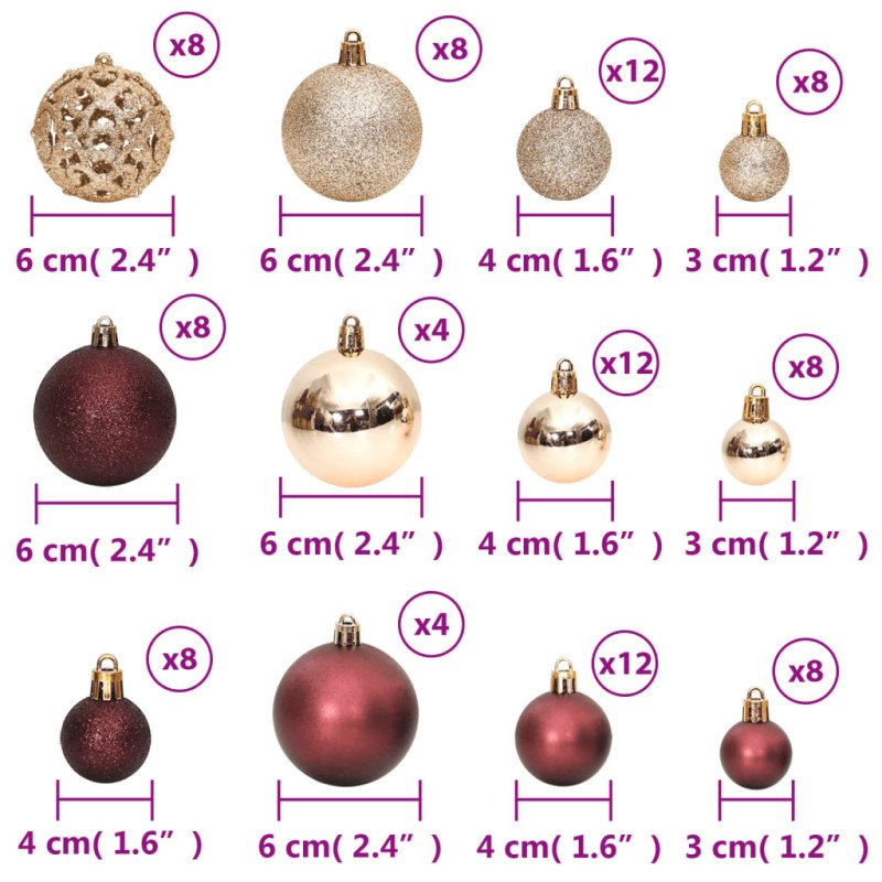 vidaXL Vianočné ozdoby 100 ks šampanské a hnedé 3 / 4 / 6 cm