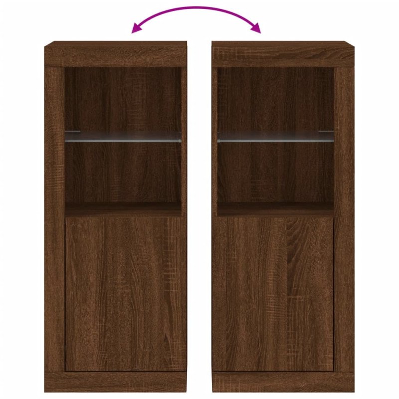 vidaXL Komoda s LED svetlami hnedý dub 41x37x100 cm