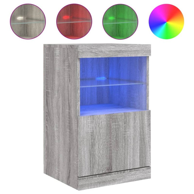 vidaXL Komoda s LED svetlami sivá sonoma 41x37x67 cm