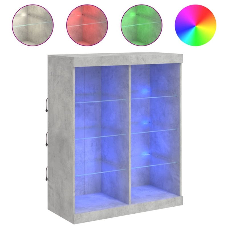 vidaXL Komoda s LED svetlami betónovo sivá 81x37x100 cm