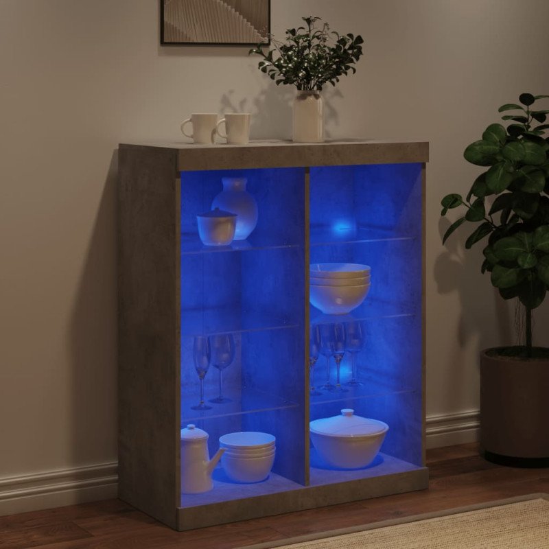 vidaXL Komoda s LED svetlami betónovo sivá 81x37x100 cm