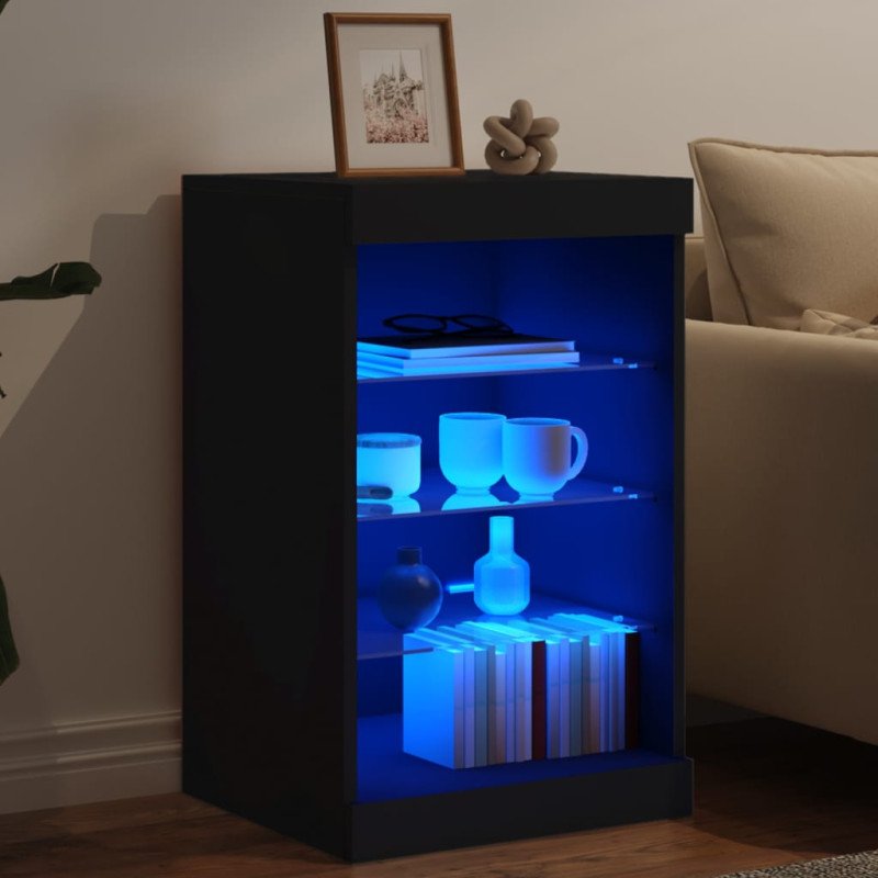 vidaXL Komoda s LED svetlami čierna 41x37x67 cm
