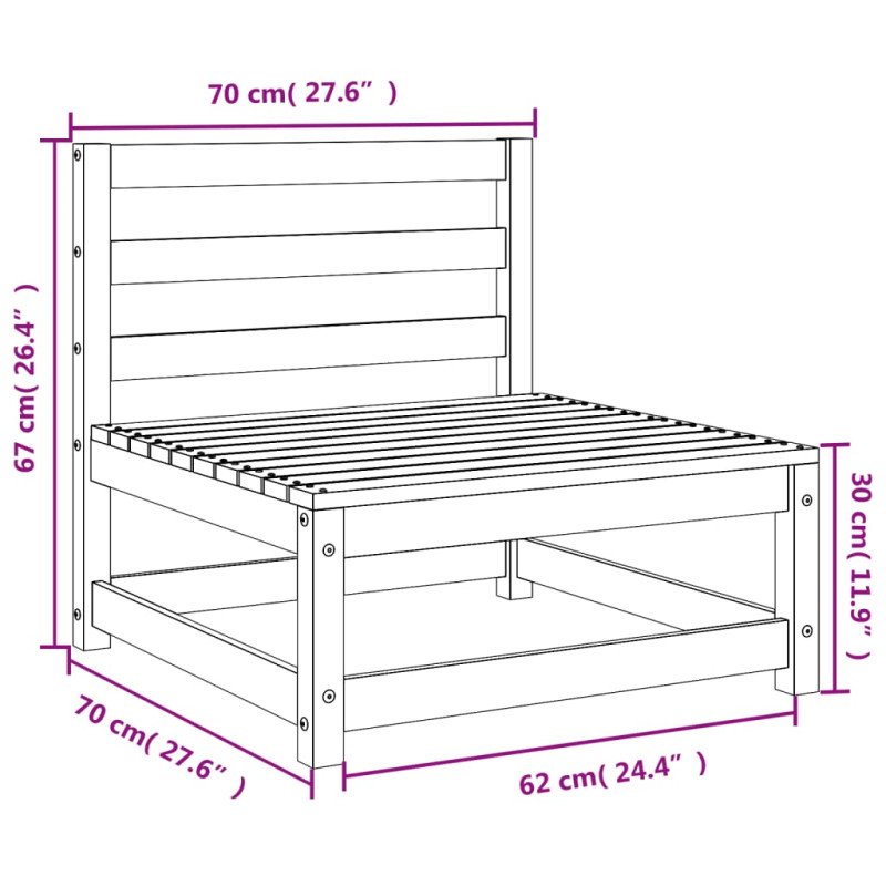 vidaXL Záhradné pohovky bez podrúčok 2 ks 70x70x67 cm impreg. borovica