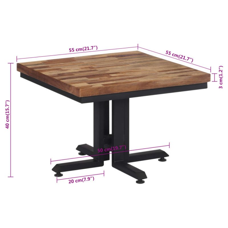 vidaXL Konferenčný stolík 55x55x40 cm recyklovaný tíkový masív