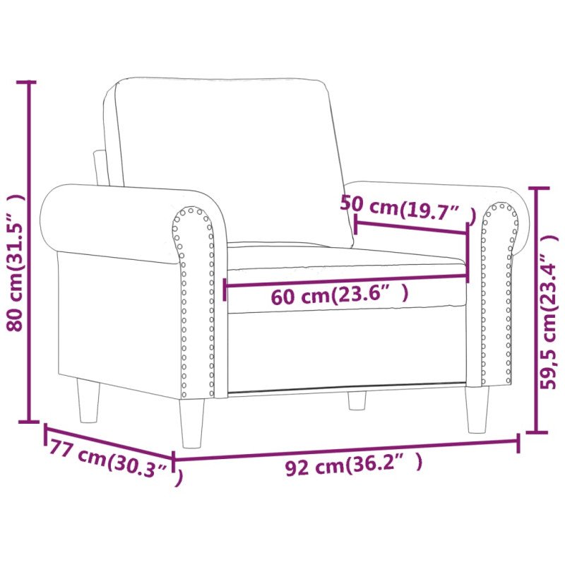 vidaXL Kreslo krémové 60 cm umelá koža