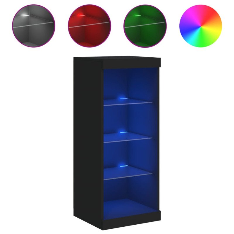 vidaXL Komoda s LED svetlami čierna 41x37x100 cm