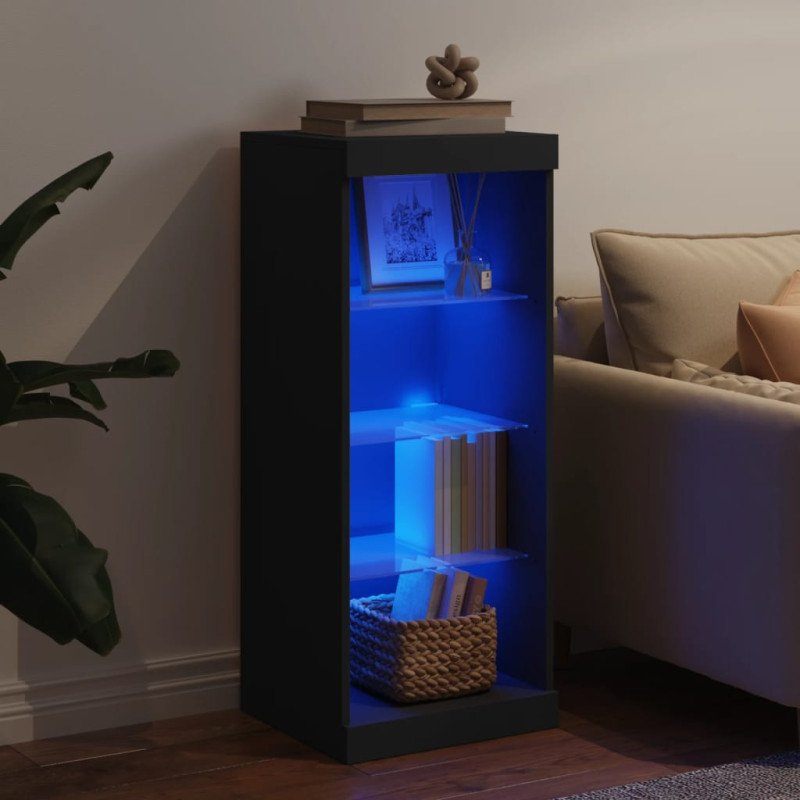 vidaXL Komoda s LED svetlami čierna 41x37x100 cm