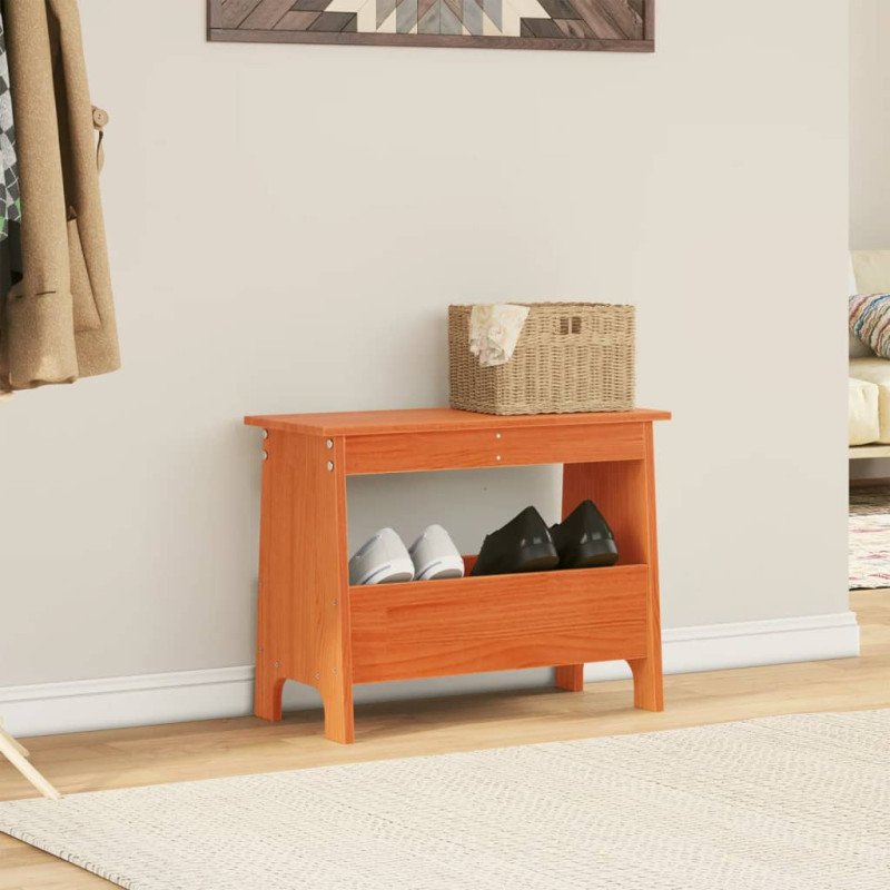 vidaXL Lavica do predsiene vosková hnedá 60x28x45 cm masívna borovica