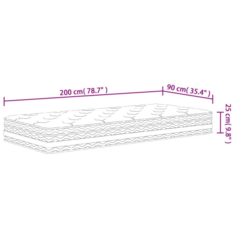vidaXL Taštičkový pružinový matrac stredne 90x200 cm