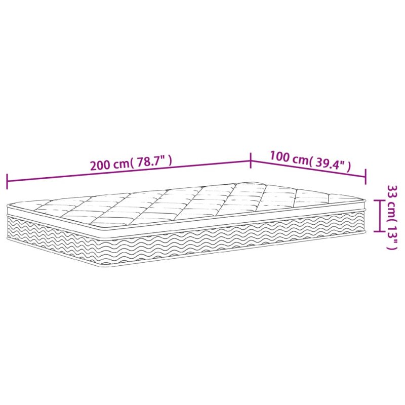 vidaXL Taštičkový pružinový matrac stredne tvrdý plus 100x200 cm