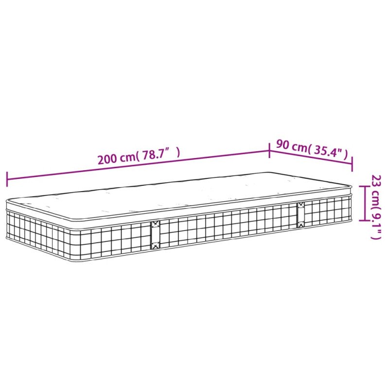 vidaXL Bonnell pružinový matrac stredne tvrdý 90x200 cm