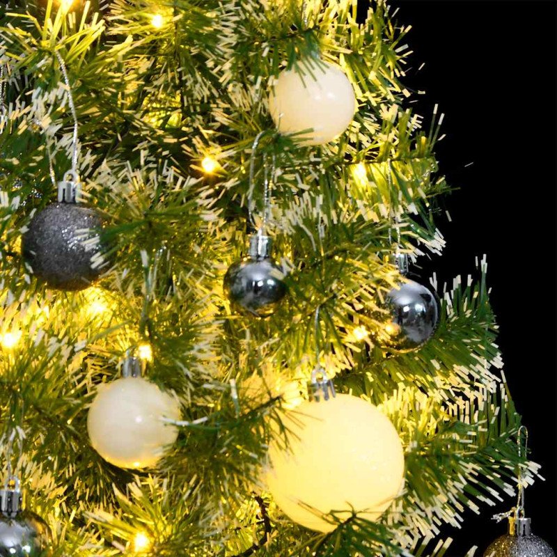 vidaXL Umelý vianočný stromček 150 LED, gule a vločky snehu 150 cm