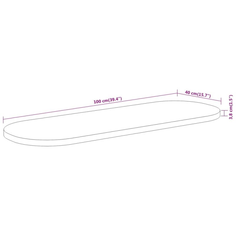 vidaXL Stolová doska 100x40x3,8 cm oválna masívna akácia