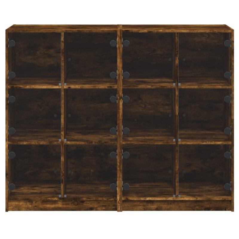 vidaXL Knižnica s dvierkami dymový dub 136x37x109 cm kompozitné drevo