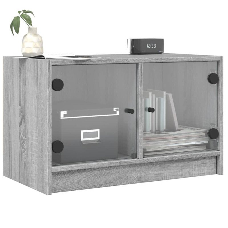 vidaXL TV skrinka so sklenenými dvierkami sivá sonoma 68x37x42 cm