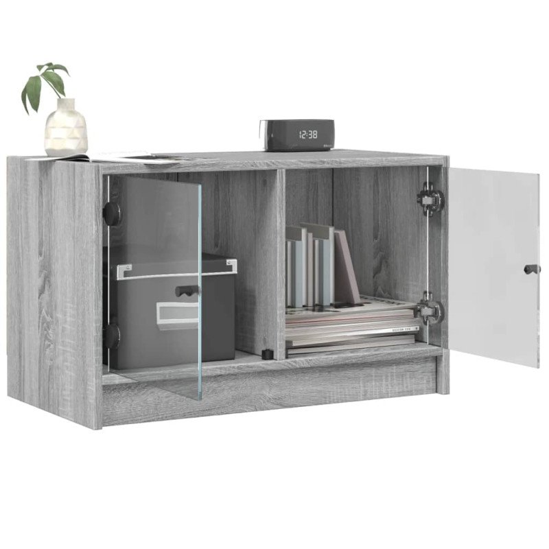 vidaXL TV skrinka so sklenenými dvierkami sivá sonoma 68x37x42 cm