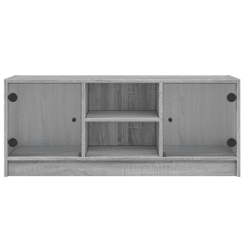 vidaXL TV skrinka so sklenenými dvierkami sivá sonoma 102x37x42 cm