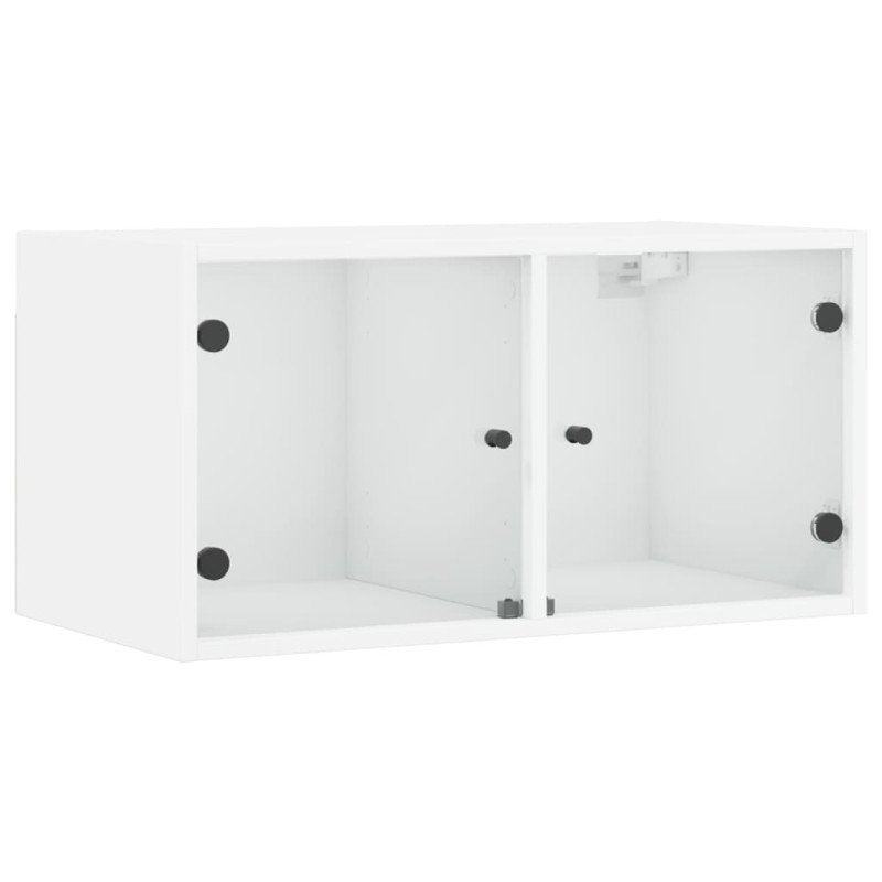vidaXL Nástenné skrinky so sklenenými dvierkami 2ks biele 68,5x37x35cm