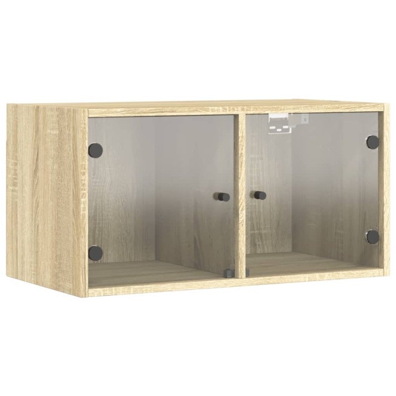 vidaXL Nástenné skrinky sklenené dvierka 2 ks dub sonoma 68,5x37x35 cm