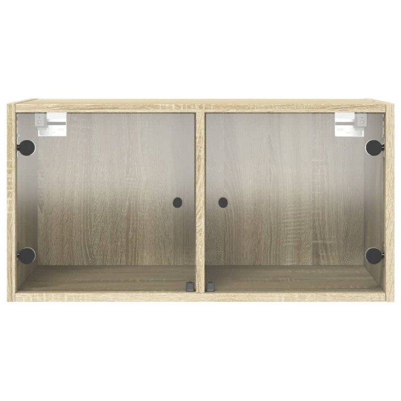 vidaXL Nástenné skrinky sklenené dvierka 2 ks dub sonoma 68,5x37x35 cm