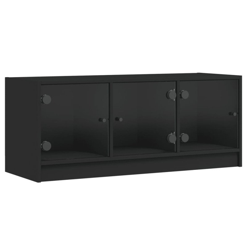 vidaXL TV skrinka so sklenenými dvierkami čierna 102x37x42 cm