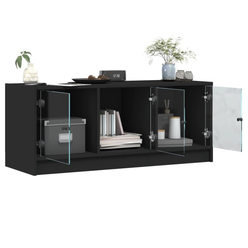 vidaXL TV skrinka so sklenenými dvierkami čierna 102x37x42 cm