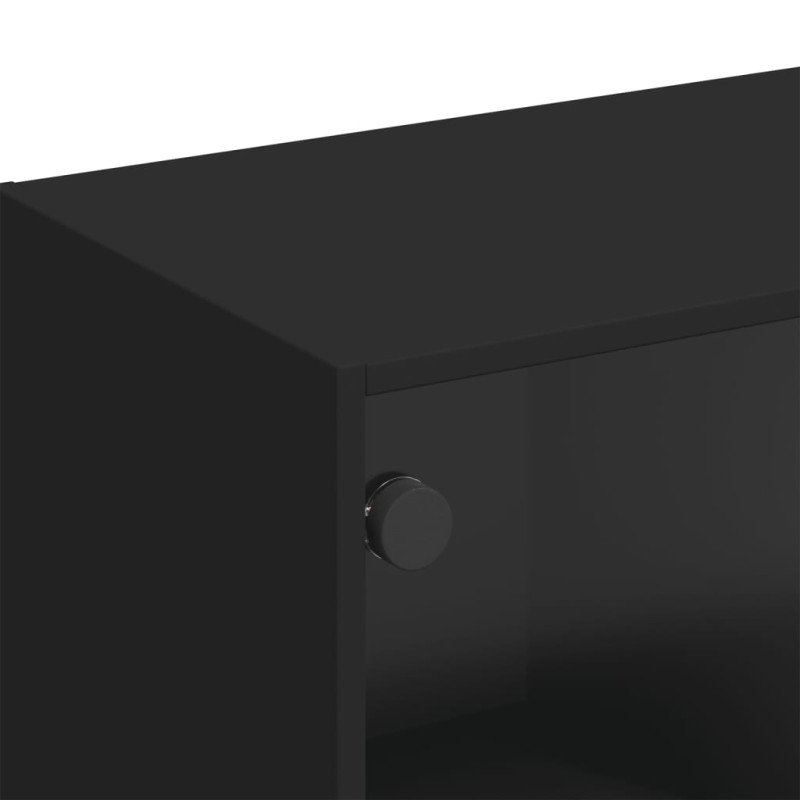 vidaXL TV skrinka so sklenenými dvierkami čierna 102x37x42 cm