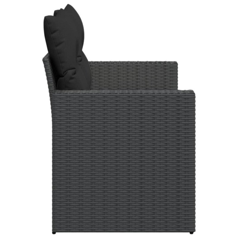 vidaXL Záhradná pohovka s vankúšmi 2-miestna čierna polyrattan
