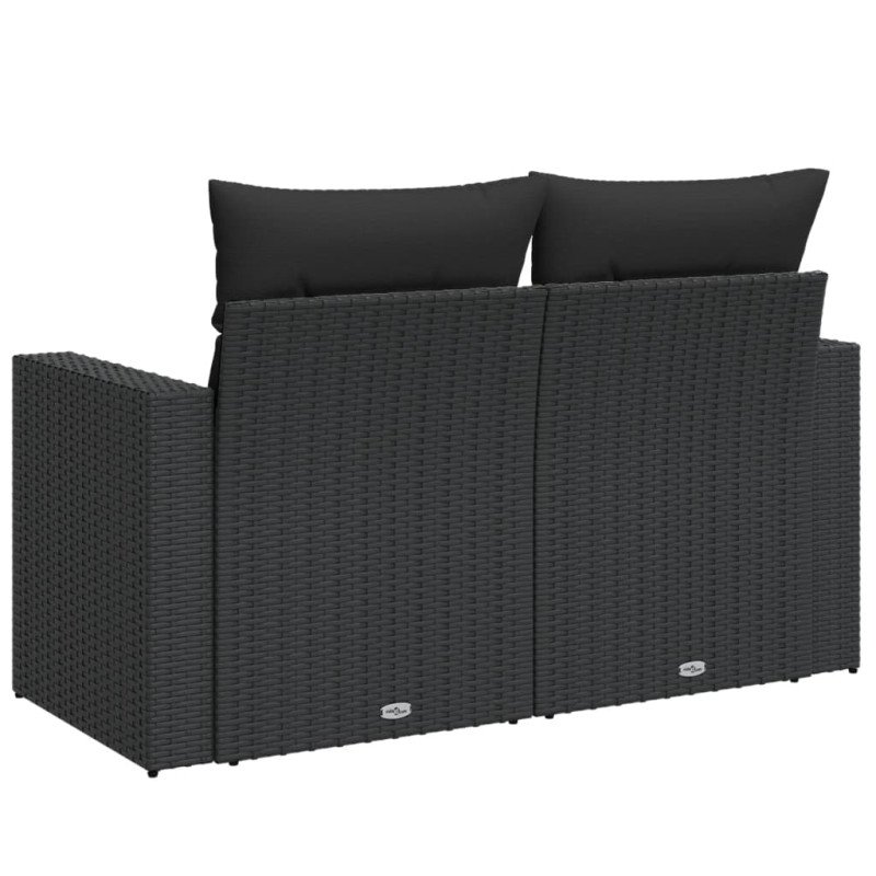 vidaXL Záhradná pohovka s vankúšmi 2-miestna čierna polyrattan