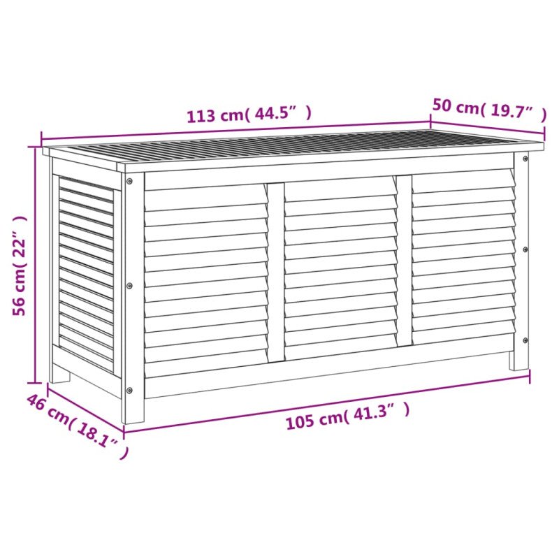 vidaXL Záhradný úložný box s mriežkami 113x50x56 cm masívna akácia