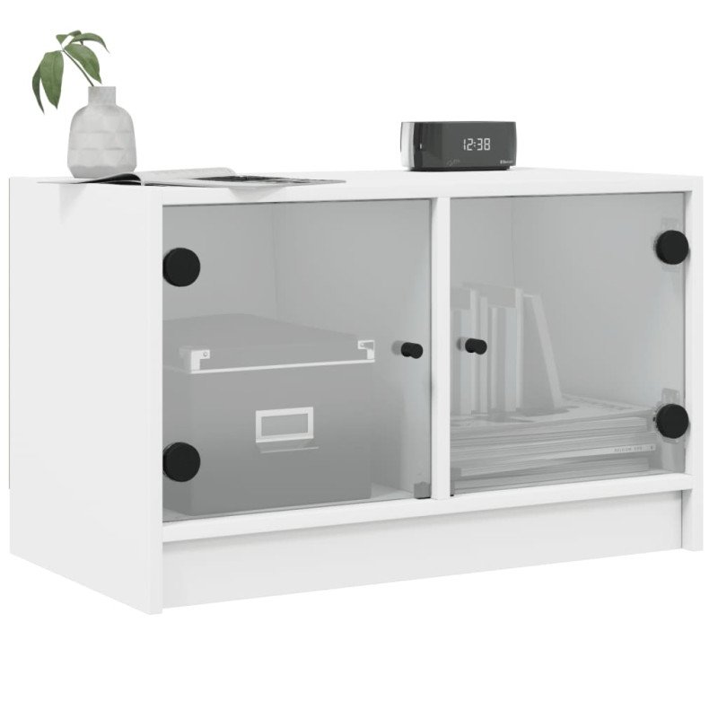vidaXL TV skrinka so sklenenými dvierkami biela 68x37x42 cm
