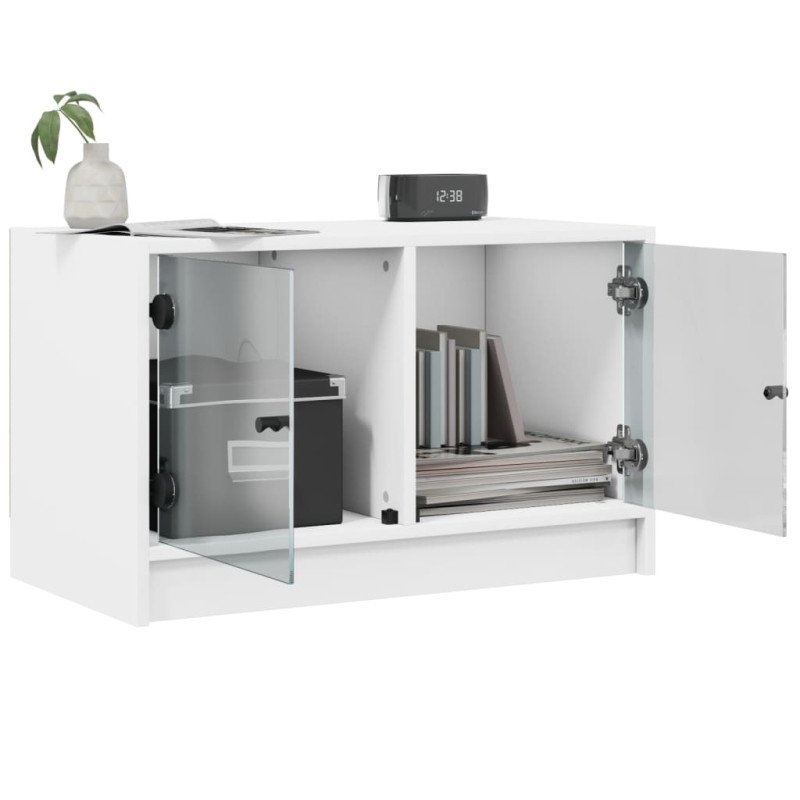 vidaXL TV skrinka so sklenenými dvierkami biela 68x37x42 cm