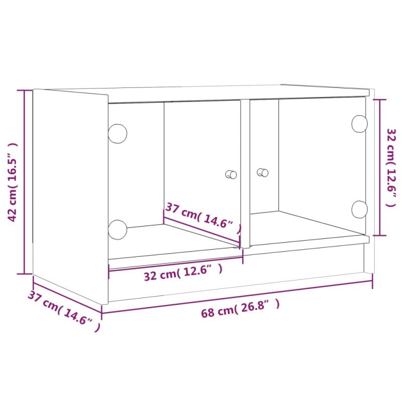vidaXL TV skrinka so sklenenými dvierkami biela 68x37x42 cm